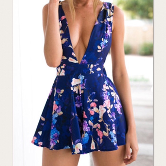 Dresses & Skirts - LAST 1️⃣ Sapphire blue floral romper